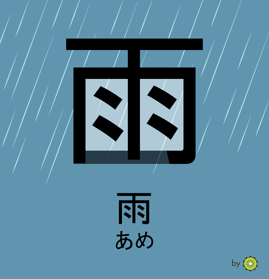 Kanji card - rain