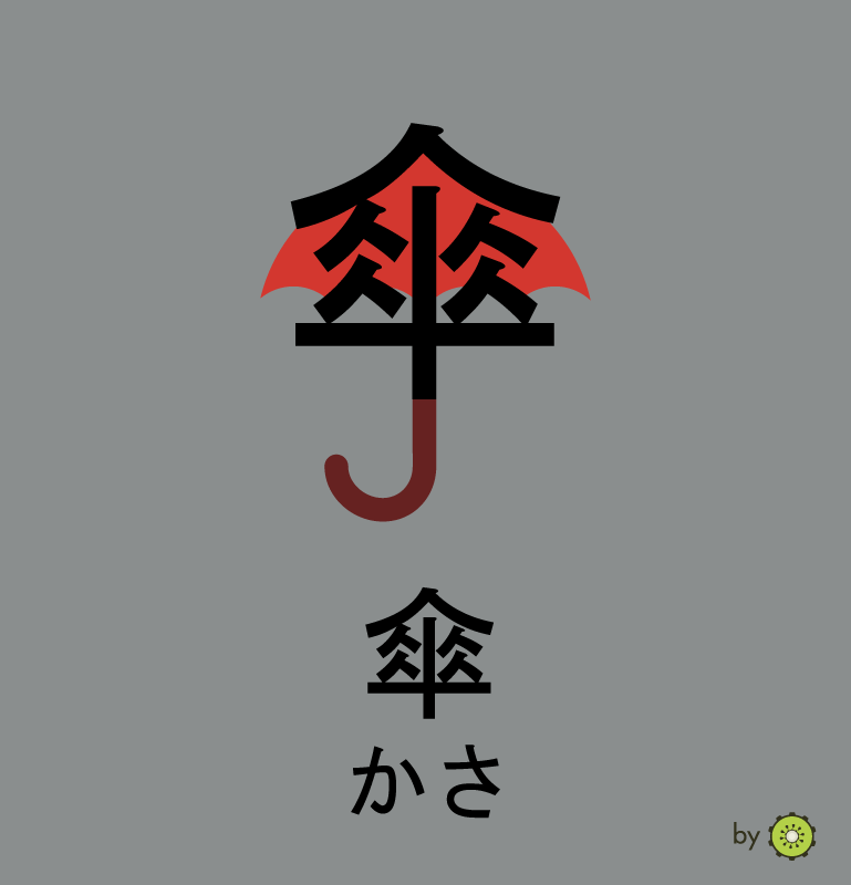 Kanji card - umbrella