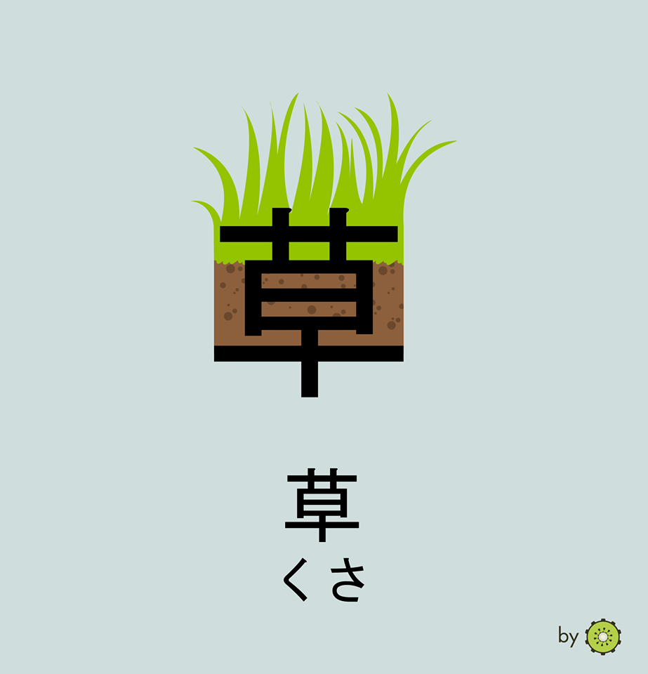 Kanji card - grass